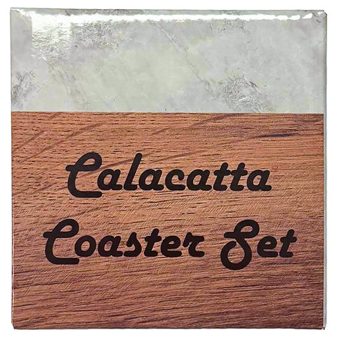2 Pc. Acacia Wood & Marble Coaster Set