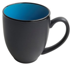 Bistro 16oz 2tone black/sky blue mug in Ripple gift box - Etched