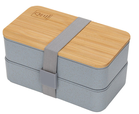 Double Decker Lunch Box with FSC® Bamboo Lid & Utensils