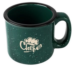 Camper 15oz speckled dark green mug - Etched