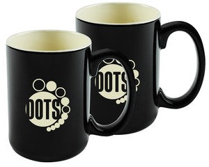 ~ Hanna 14oz 2tone black/cream mug set of 2 in Jet gift box