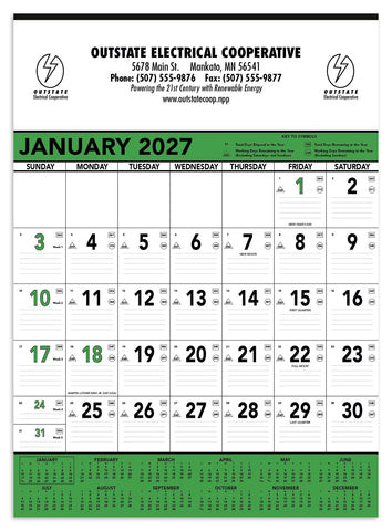 Triumph® Calendars Green & Black Contractor Memo Calendar