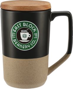 Tahoe Tea & Coffee Ceramic Mug with Wood Lid 16oz