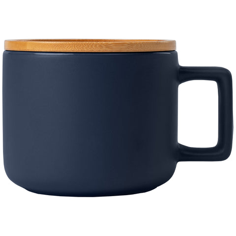 Café Virtuoso - 12 oz. Ceramic Mug with Bamboo Lid - Laser Engraved