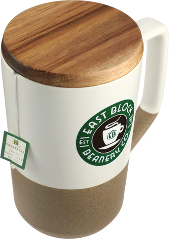 Tahoe Tea & Coffee Ceramic Mug with Wood Lid 16oz