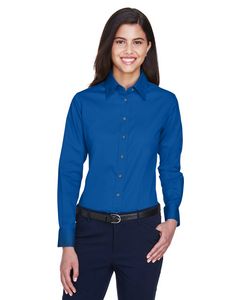 000251 Harriton Ladies' Easy Blend™ Long-Sleeve Twill Shirt with Stain-Release