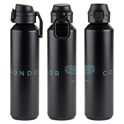 Nexus 27 oz Recycled Aluminum Bottle with Flip-Top Lid and Carabiner