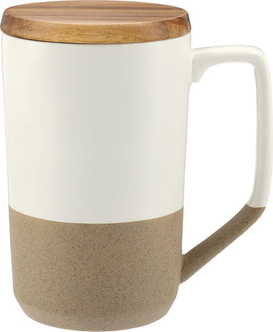 Tahoe Tea & Coffee Ceramic Mug with Wood Lid 16oz