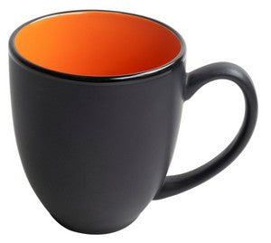 Bistro 16oz 2tone black/orange mug in Ripple gift box - Etched