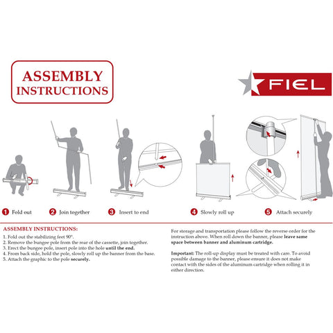 Sublimated Heavy Fabric Premium Retractable Pull Up Banner, Stand and Bag, Standard base (33.5