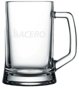 Mainz 22oz heavy base clear glass handled mug - Etched