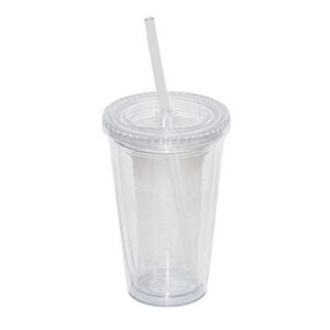 500 Ml. 17 Fl. Oz. Double Walled Tumbler With Straw