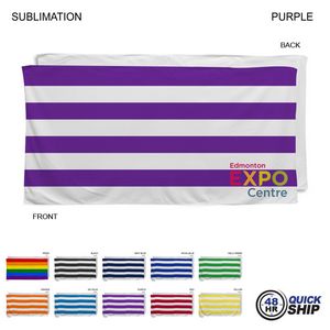 48 Hr Quick Ship - Cabana Stripe Sublimated, Absorbent Microfiber Dri-Lite Terry Beach Towel, 30x60