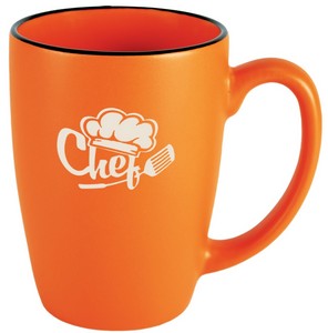 Houston 16oz matte orange/black ceramic mug in Ripple gift box- Etched