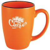 Houston 16oz matte orange/black ceramic mug in Ripple gift box- Etched