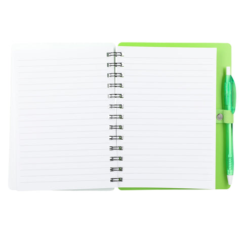 5'' x 7'' Recycled Dual Pocket Spiral Notebook w Pen