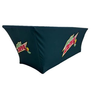 48 Hr Quick Ship - Sublimated Stretch Curved Fit Table Throw for 8ft table, 3 sided, Open Back