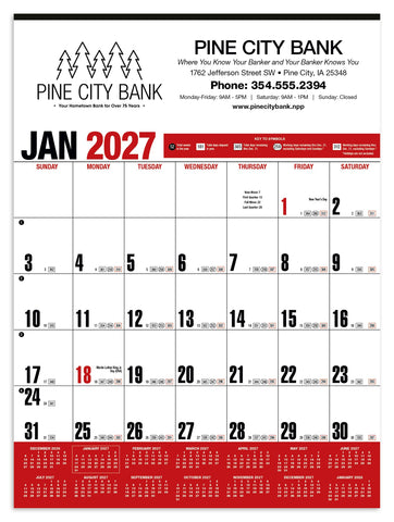 HotLine® Products Yearly Record® Red Calendar