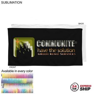 24 Hr Express Ship - Colored Plush Velour Terry Cotton Blend Beach Pool Towel, 24x48, Sublimated
