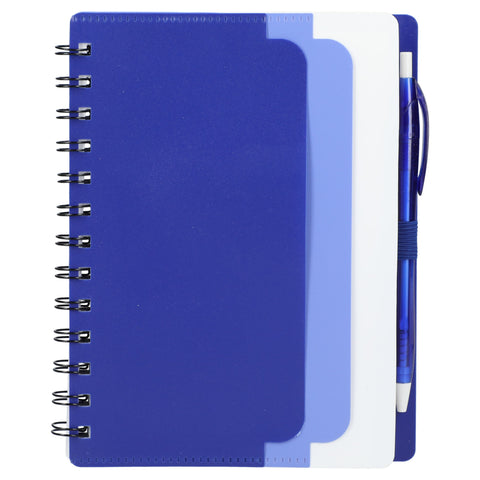 5'' x 7'' Recycled Dual Pocket Spiral Notebook w Pen