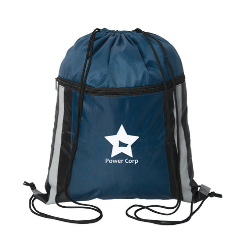 Cinch Dazzler Reflective Drawstring Backpack with Zipper