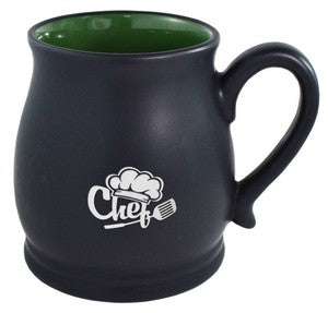 Oslo 16oz 2tone black/green mug in Ripple gift box - Etched