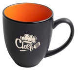 Bistro 16oz 2tone black/orange mug in Ripple gift box - Etched