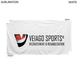 Plush and Soft White Velour Terry Cotton Blend Shower Towel, 24x48, Sublimated Full color logo