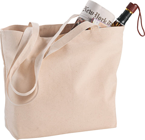 Zippered 10oz Cotton Canvas Shopper Tote
