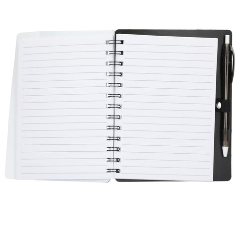 5'' x 7'' Recycled Dual Pocket Spiral Notebook w Pen