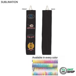 72 Hr Fast Ship - Colored Microfiber Dri-lite Terry Golf Towel, Trifold Grommet and Hook