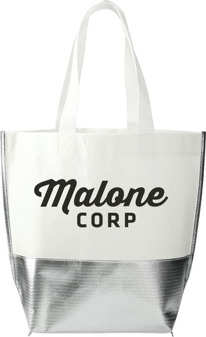 Large Laminated Metallic Bottom Tote