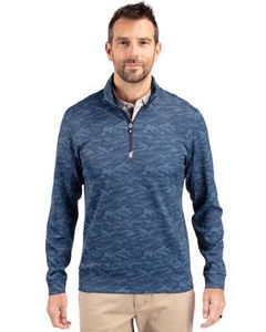 Cutter & Buck Traverse Stretch Camo Print Eco Quarter Zip Mens Big and Tall Pullover