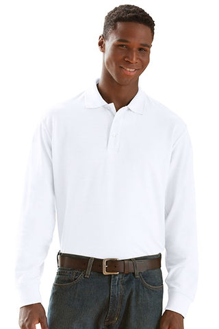Long Sleeve Soft-Blend Double-Tuck Pique Polo Shirt