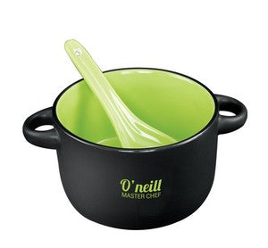 ~ Hilo 12.5oz black/green bowl with spoon in Black Leaf gift box