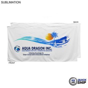 48 Hr Quick Ship - Plush and Soft Velour Terry Cotton Blend White Beach Towel, 30x60, Sublimated
