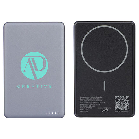 Royale Aluminum 5000mAh 20W Power Bank with 15W Magnetic Wireless Charger