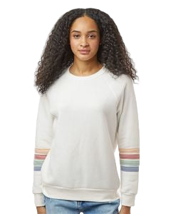 MV Sport® Women's Striped Sleeves Crewneck Sweatshirt