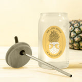 Pod Full Color Can Glass W Bamboo Lid 16 Oz