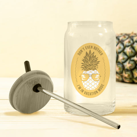 Pod Full Color Can Glass W Bamboo Lid 16 Oz
