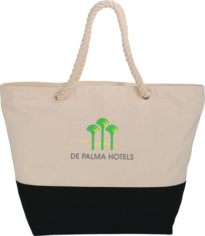 Zippered 12oz Cotton Canvas Rope Tote