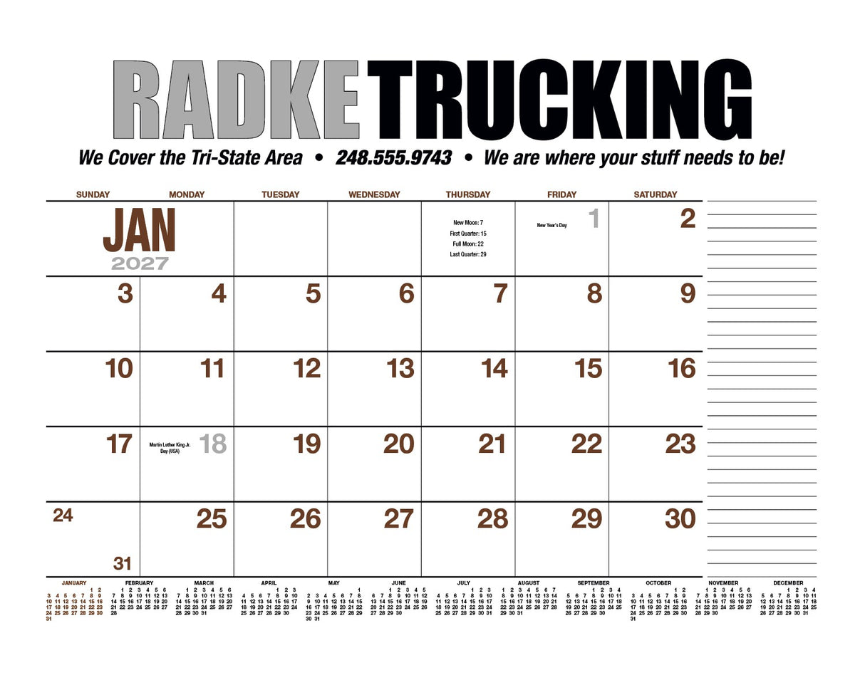 HotLine Products 13-Month Desk Pad Calendar image