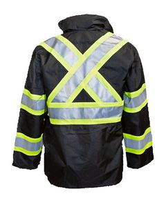 300 Denier Polyester Black Rain Jacket w/Quilted Lining