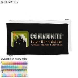 Colored Plush and Soft Velour Terry Cotton Blend Beach Pool Towel, 24x48, Sublimated Edge to Edge