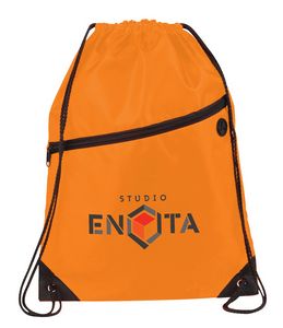 Robin Drawstring Polyester Bag with Front Zipper Pocket