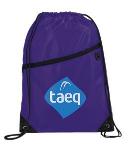 Robin Drawstring Polyester Bag with Front Zipper Pocket