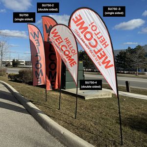 9' Small Tear Drop Flag Kit, Full Color Graphics One Side, Outdoor Use Spike base and Bag Included