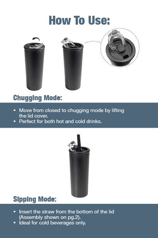 Catone Recycled Vacuum Tumbler w/ Slider Lid 20oz