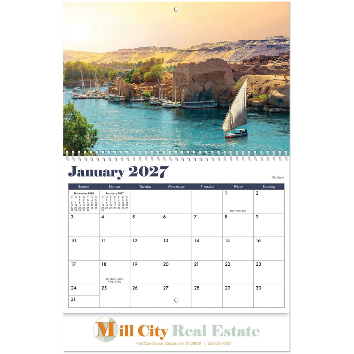 Full Colour Let's Travel Spiral Wall Calendar