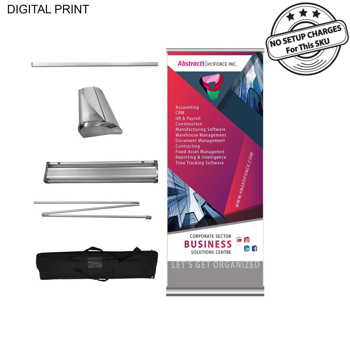 Deluxe Wide Base Retractable Banner with Graphics, Stand and Bag, NO SETUP CHARGE (33.5"x79")